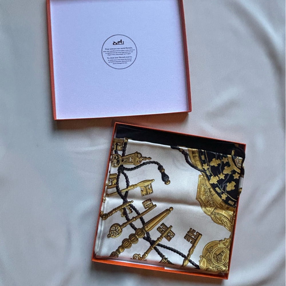 Hermes Silk Scarf in Black and Gold